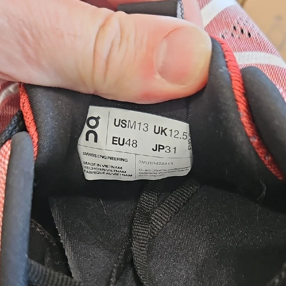 On Running Men's Cloud Sneakers - Red/Orange and Black - Picture 2 of 6